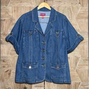 Westport Womens Denim Jacket Blue Size 22/24 W Short Sleeve Casual